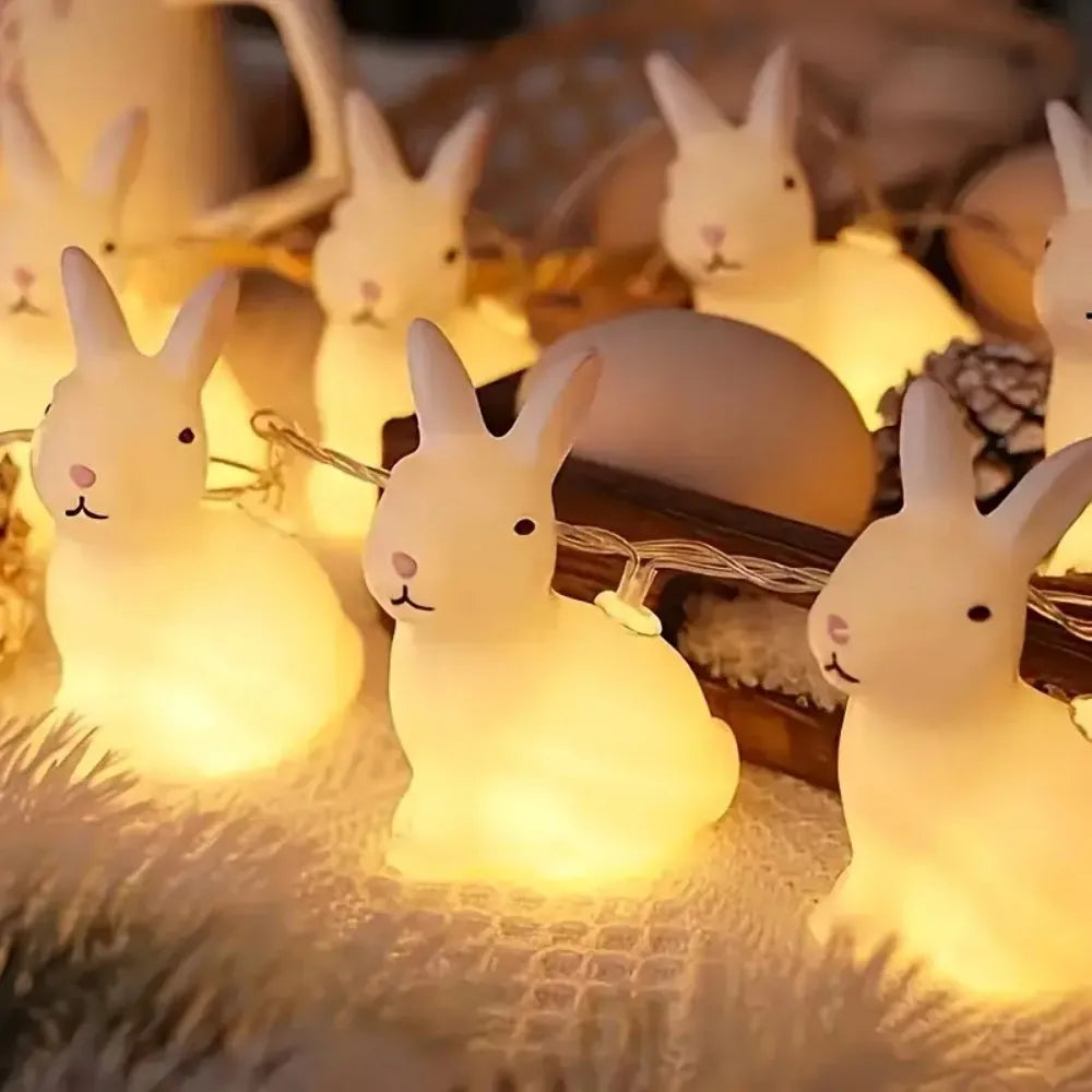 décoration intérieure figurines lapins lumineuses blancs visage mignon modernes 10 led autonomes