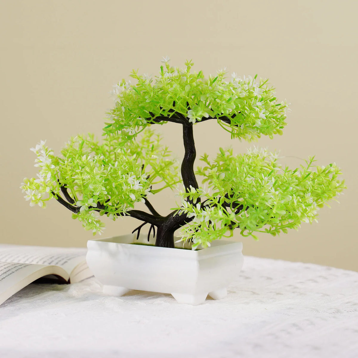 arbre bonsaï artificiel plante intérieure décorative pot blanc feuilles colorées maison jardin