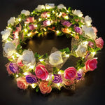 couronne fleurs lumineuse rose blanche violet occasion fête anniversaire mariage romantique festive