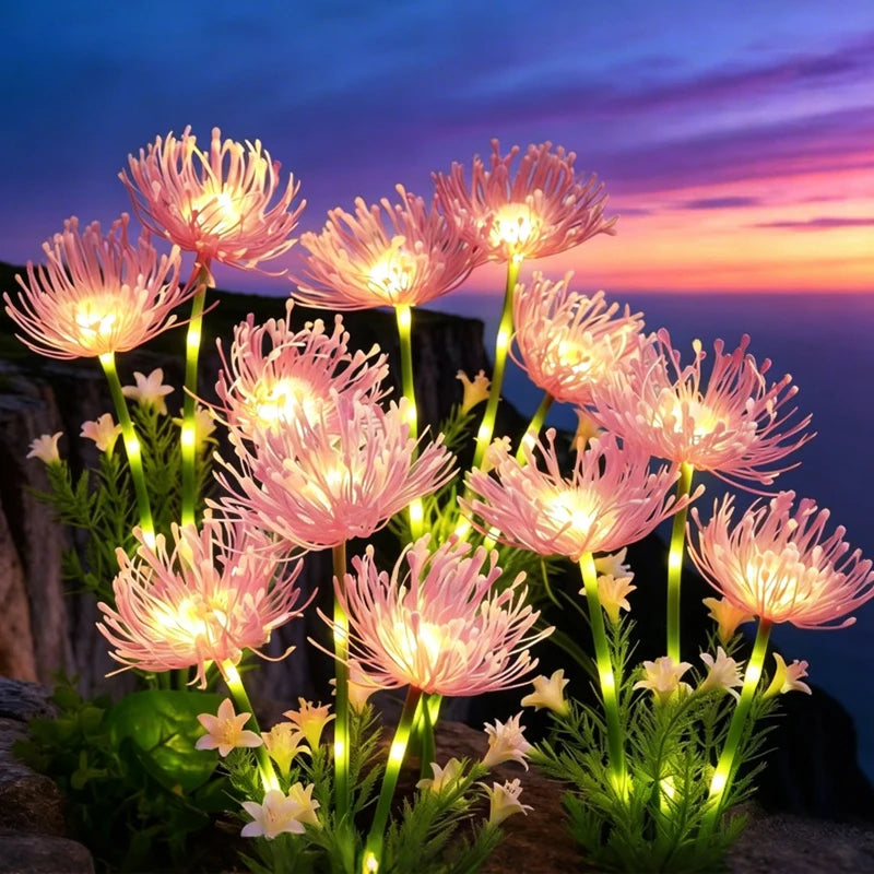 lampes solaires extérieures fleurs led rose verte modernes feuilles