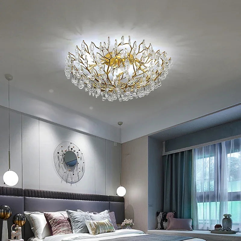 lampe moderne dorée transparentes branches élégantes LED 2000 82000 lumens 10 15 ampoules