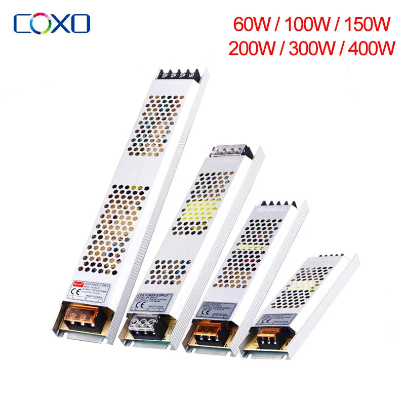 transformateur led ultra fin 12v 24v 60w 100w 150w 200w 300w 400w blanc moderne