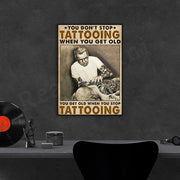 affiche tatoueur toile noire blanche vintage industrielle 30x40cm 40x50cm 50x70cm