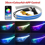 feux jour led bleu blanc rouge moderne adhésif 30cm 45cm 60cm connectée app bluetooth