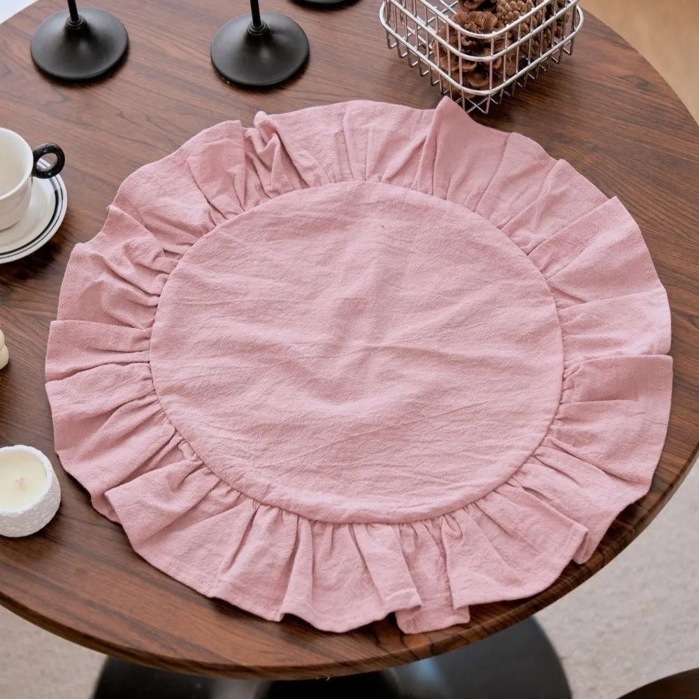 serviette table décorative volants jaune rose vert bleu beige blanc opaquemax