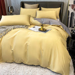 ensemble literie couleur bleue moderne couverture taies oreiller satinées