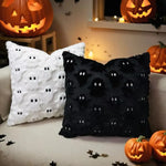 coussin halloween fantômes blancs oranges amovible lavable moderne zip caché