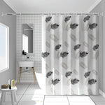 rideau douche moderne feuilles palmier blanc gris noir translucide 240cm anneaux