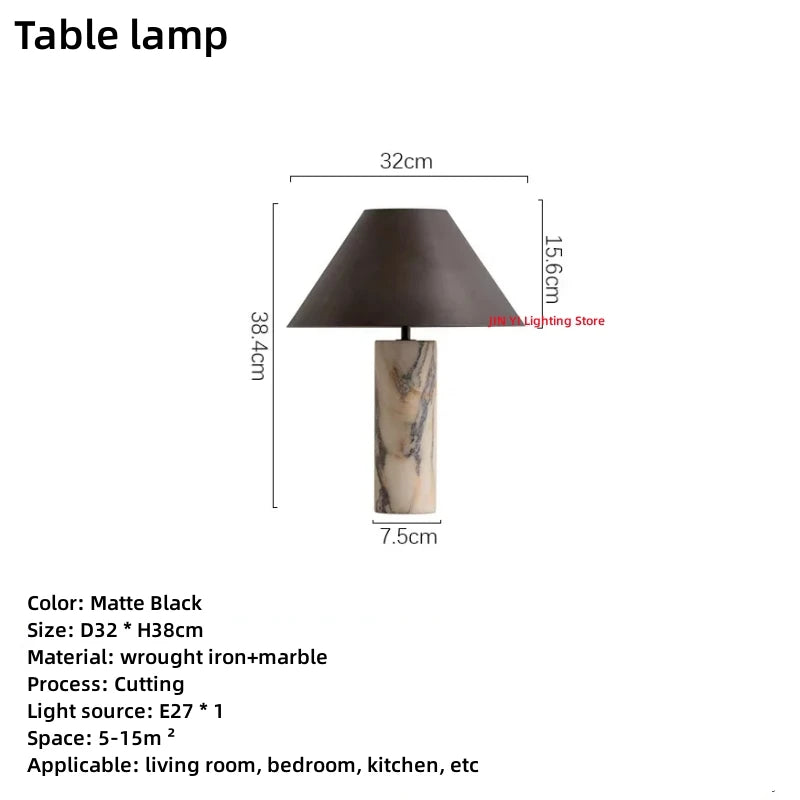 lampe marbre moderne noir led 5w interrupteur bouton minimaliste chambre salon