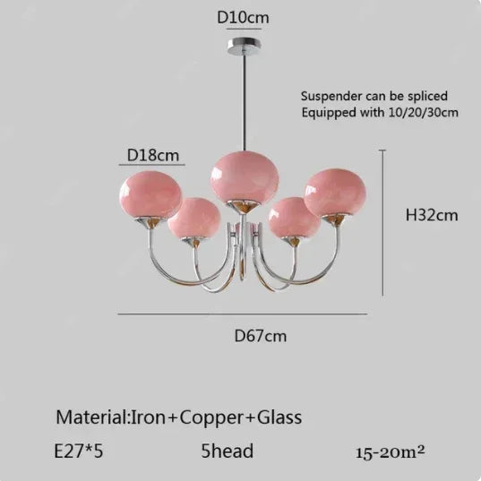 lustre moderne rose doré sphères brillantes opalescent semi encastré led