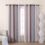rideau perforé dégradé étoiles blanches moderne rose clair gris translucide chambre enfant