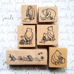 tampons bois ours oiseaux dessins animés cartoonaux 20x21mm 26x28mm 22x25mm scrapbooking loisirs créatifs