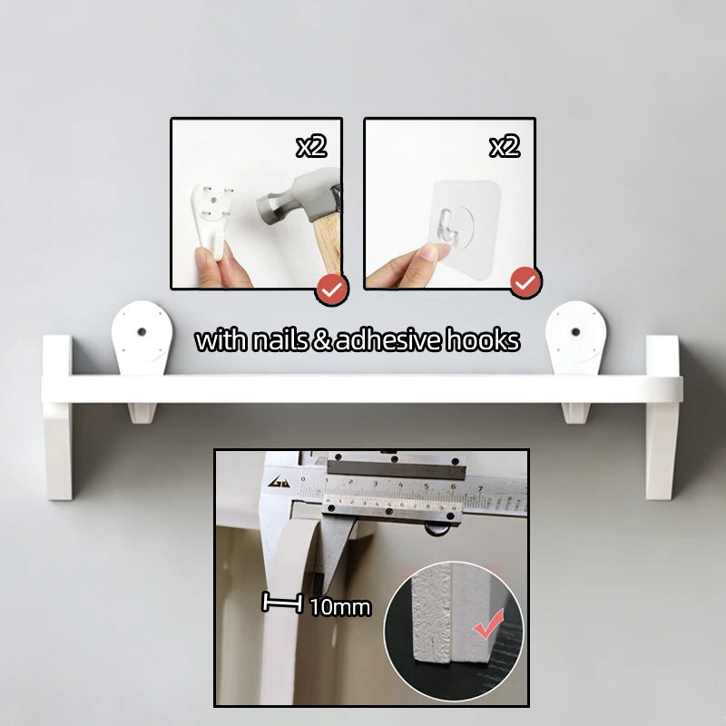 étagère murale moderne blanche clips adhésifs rangement minimaliste projecteurs plantes