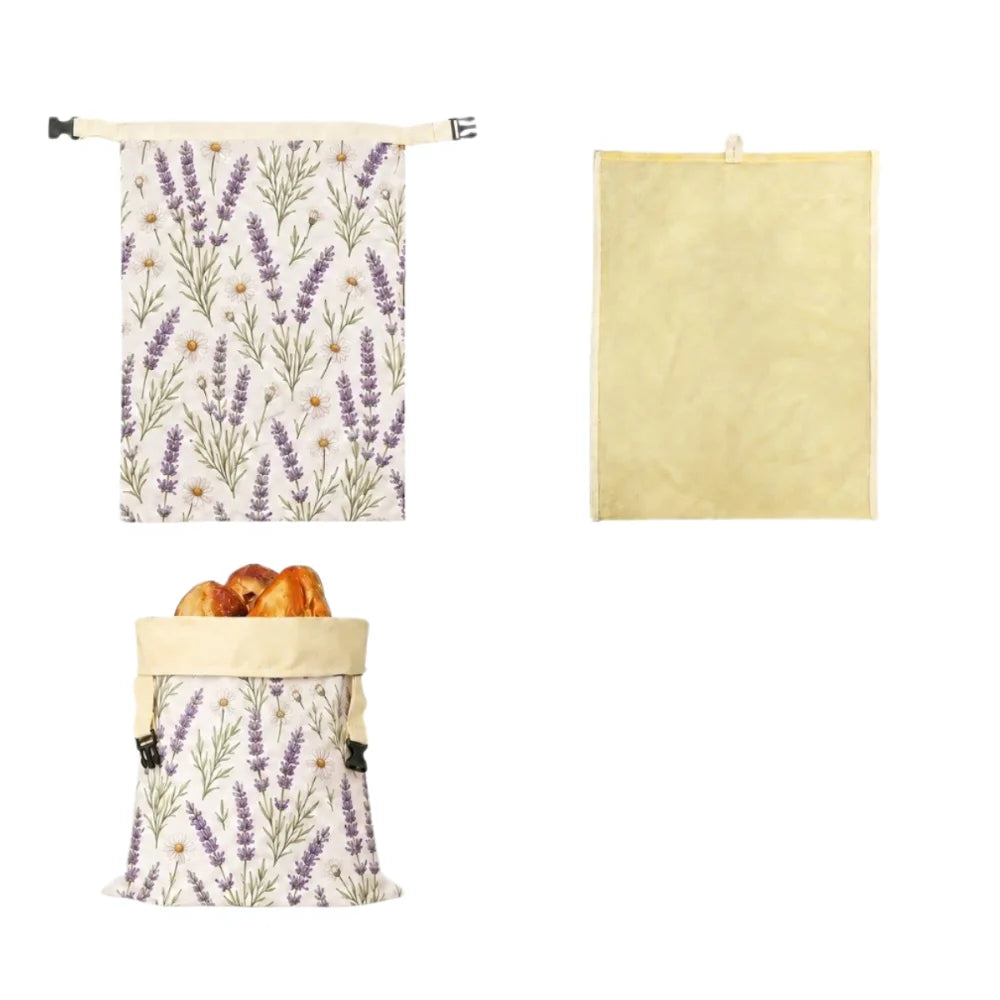 sac rangement multi usages tissu motifs floraux moderne beige jaune vert blanc boucle zip