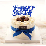 décoration gâteau anniversaire 40 ans étoiles bleu brillant pique bois festive opaline
