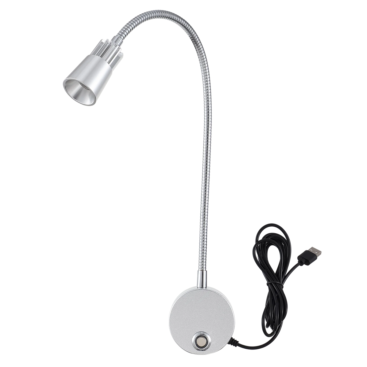 lampe murale led gooseneck réglable argentée moderne interrupteur tactile usb