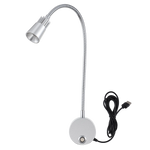 lampe murale led gooseneck réglable argentée moderne interrupteur tactile usb