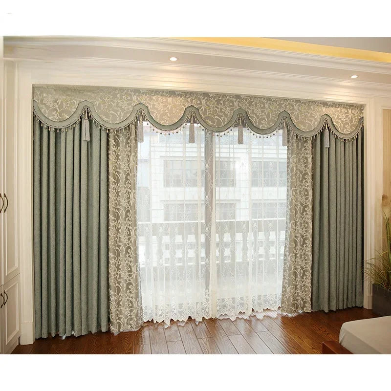 rideaux décoratifs opaques voilage transparent motifs floraux classiques gris beige doré tulle polyester coton