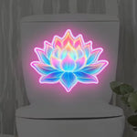 stickers decoratifs toilette fleurs lotus dahlias papillons velo moderne lumineux adhesifs rose bleu blanc