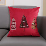 housse coussin velours noël arbre flocons good night rouge vert decoration carré tufted polyester