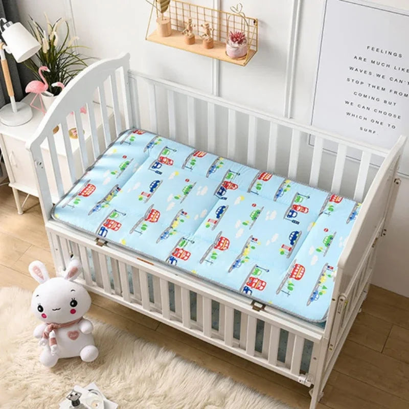 matelas bébé 120x60cm double faces motifs animaux doux rose blanc bleuclair