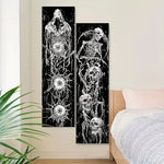 affiche murale squelette yeux motifs abstraits noir blanche graphique polyester imprimée salon chambre decoration