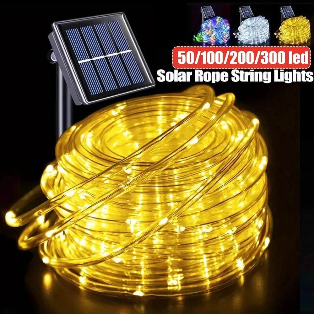 guirlande lumineuse solaire extérieure 12v led blanc chaud clips modernes jardin noël 7m 32m