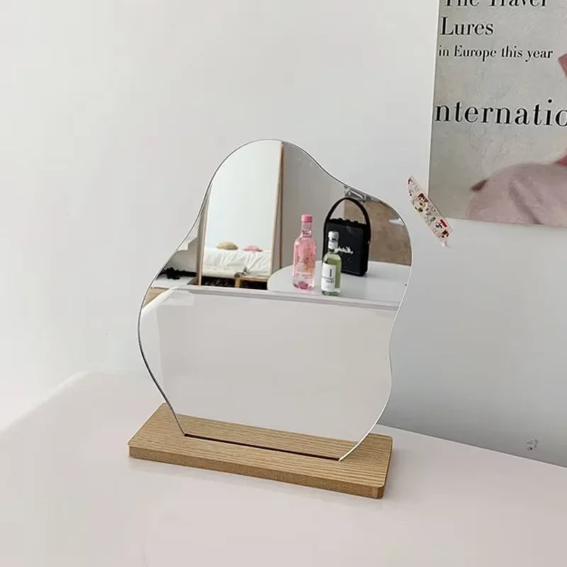 miroir transparent moderne support bois miroir maquillage chambre vanity deco beauté erotique