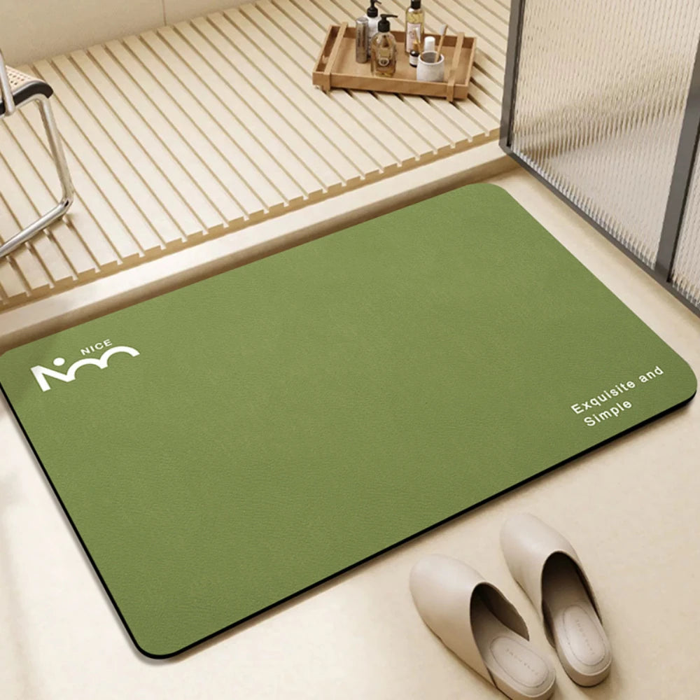tapis sol salle bain absorbant séchage rapide antidérapant moderne gris bleu vert uni