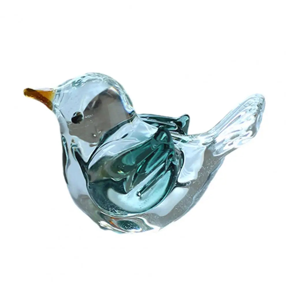 ornement décoration maison oiseau verre bleu vert transparent artisanal moderne statuette collectionnée