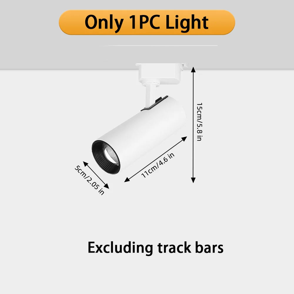 Éclairage traînée LED réglable moderne noir blanc clips rond lisse 20W