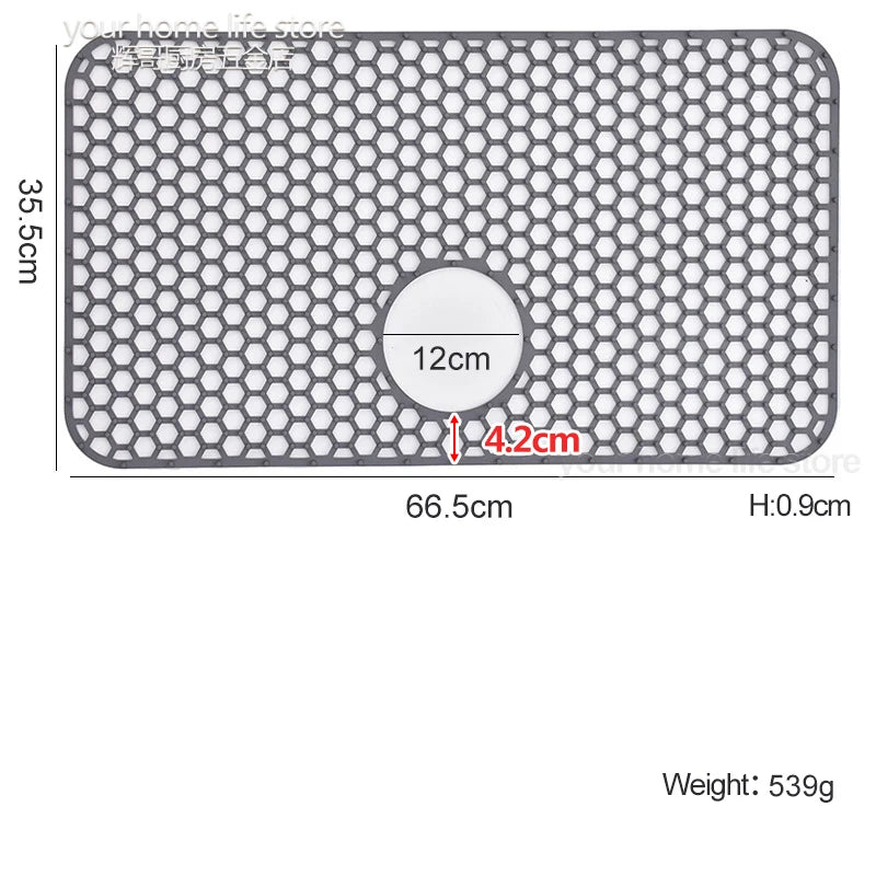 tapis cuisine silicone gris moderne perforé protection évier 72x39.5cmversiblelavabo