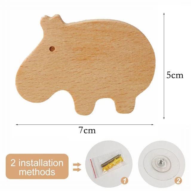 porte clés bois animal dessiné étoile lune nuage cœur éléphant girafe hippo cheval lion