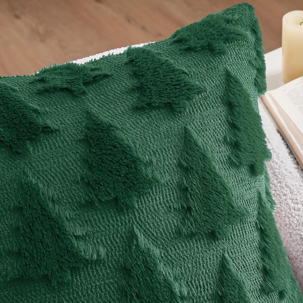 lot coussins décoratifs vert motif arbre noël peluche maison hiver