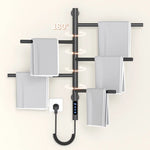 porte serviettes électrique acier inoxydable noir moderne fixation murale affichage numérique câble souple