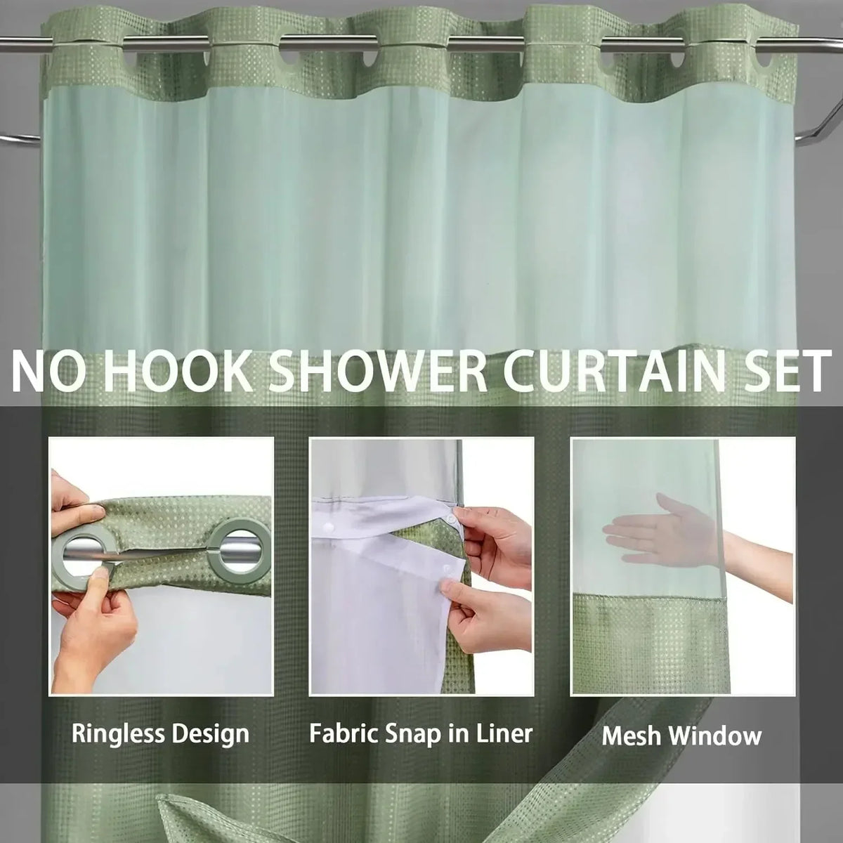 rideau douche moderne blanc translucide polyester 183x190cm anneau intégré