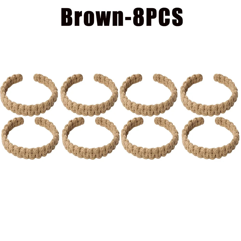 anneaux rideau tissé main rustique opaque beige 16pcs longueur 22cm fixations adhésives chambre