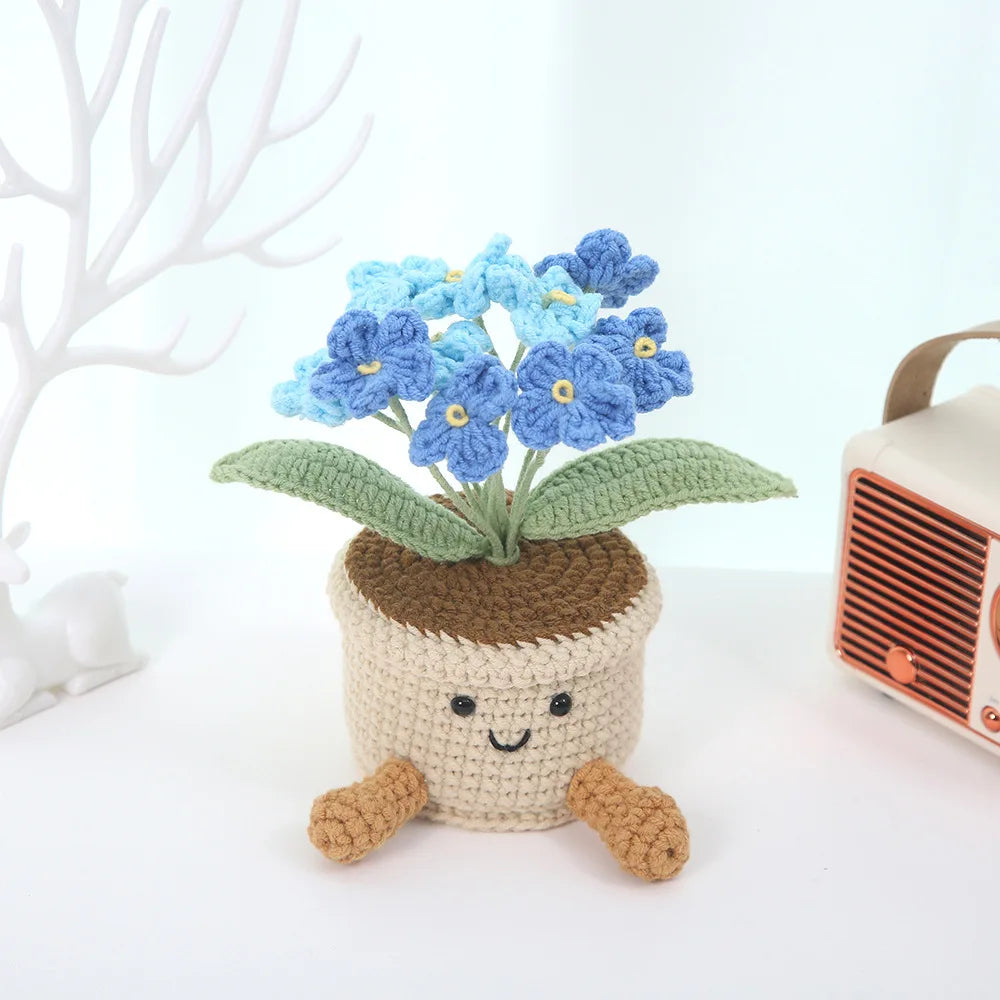 décoration intérieure pot fleurs crochet personnalisé couleur beige marron vert bleu rose violet