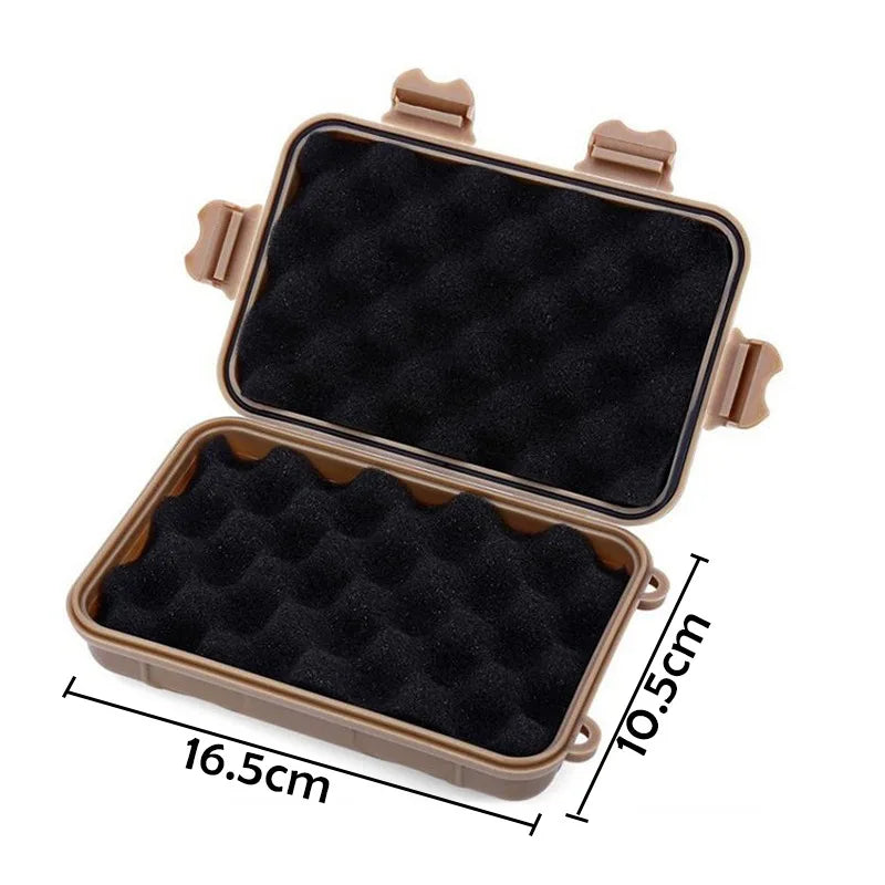 boîte rangement pratique robuste noire orange beige motifs géométriques contenant trousse secours lampe couteau
