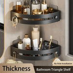 étagère murale triangulaire salle bain gris métal crochets rangement douche moderne autocollante