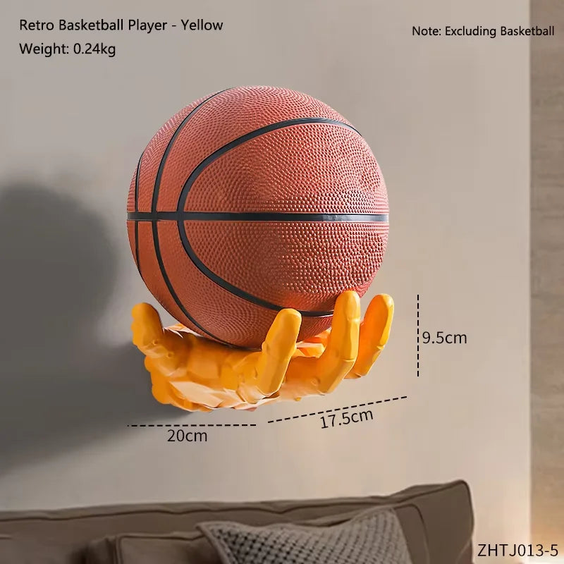 balle basket ball orange noire texture rugueuse moderne support mur rack.storage respectueux environnement