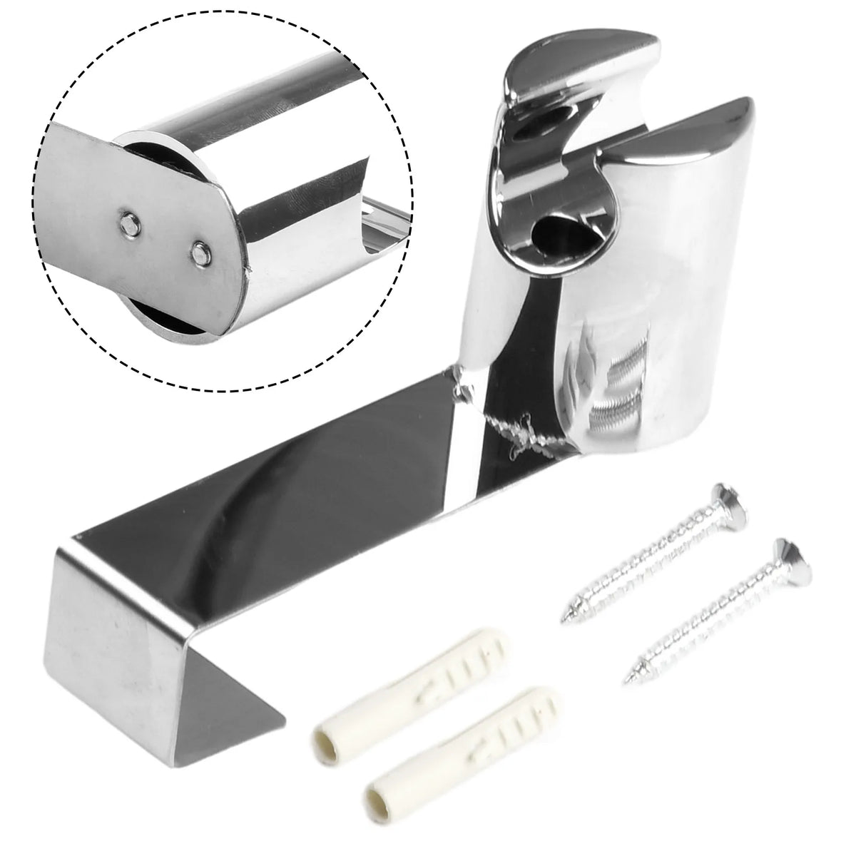 support barre douche argenté surface lisse moderne fixation murale vis chevilles