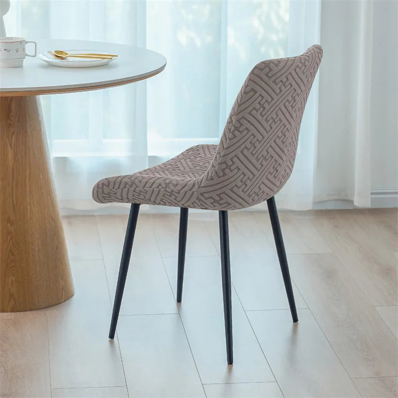 housse chaise extensible jacquard motif géométrique moderne fauteuil salle manger