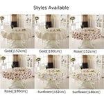nappe table fleurs classique or blanc rouge verte imperméable pvc dorés 152cm 180cm