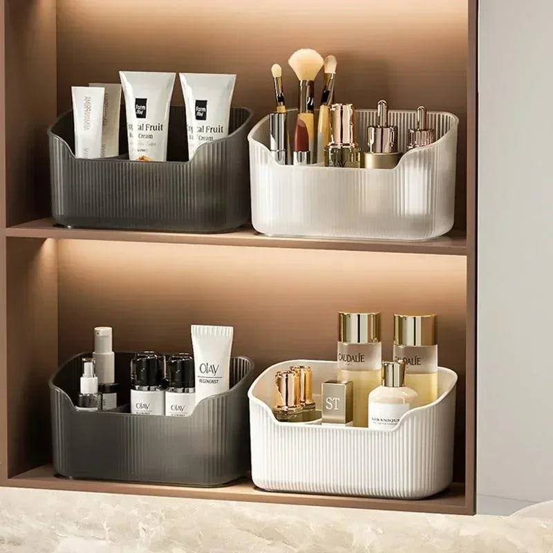 organisateur rangement blanc boîtes stockage grille moderne adhésif cosmétiques brosse maquillage