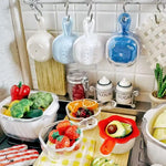 boîtes conservation alimentaires transparentes motifs fruits légumes moderne pratique blanc bleu rouge