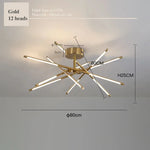 suspension lumineuse or blanc moderne sources lumineuses étoile lignes droites