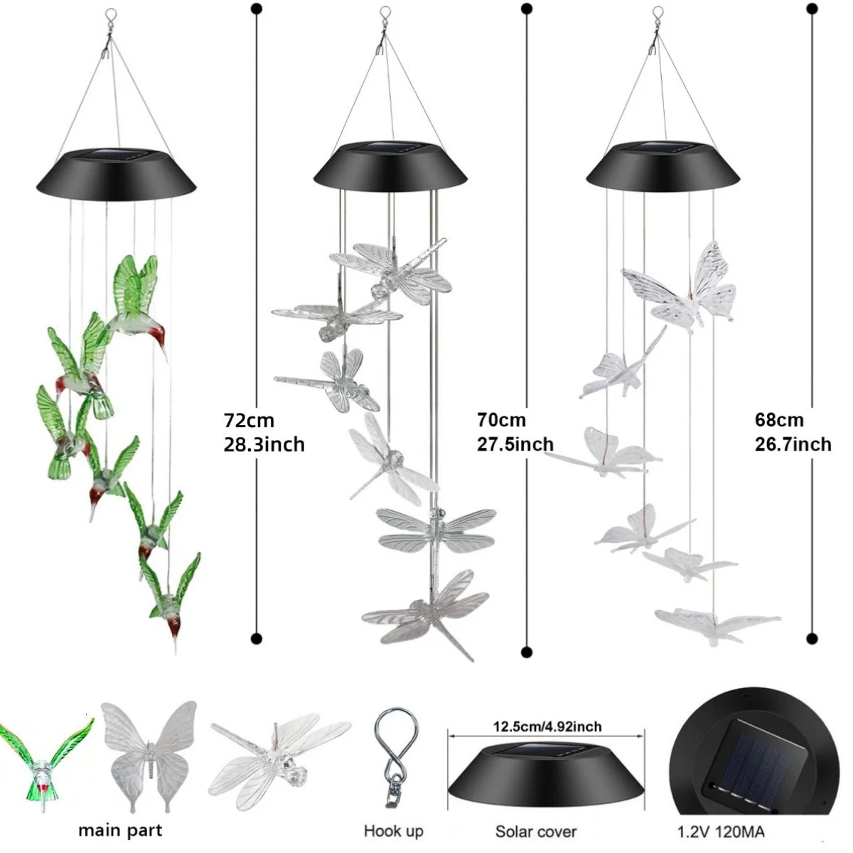 lampe solaire vent papillons oiseaux couleur changeante moderne décorative auto arrêts extérieure translucide