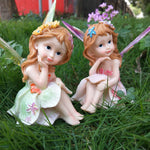 statues fées décoratives résine colorées ailes translucides robes ornées fleurs accessoires pastoralesextérieurintérieur