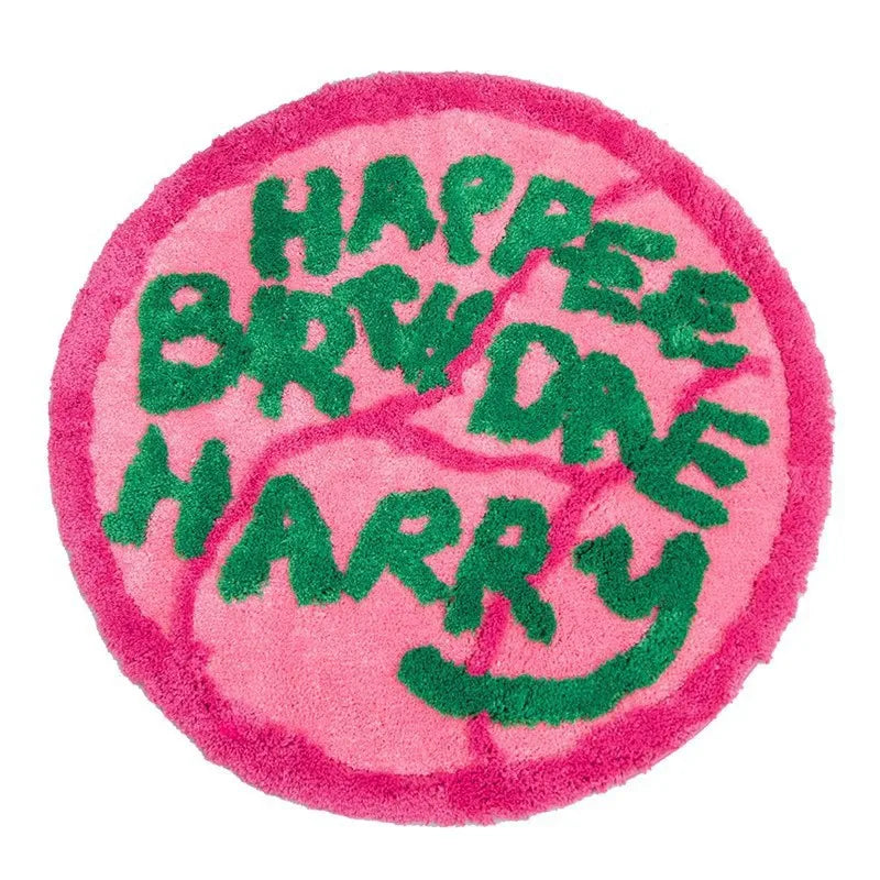 tapis rond enfant rose lettres relief antidérapant polyester moderne intérieur maison camping
